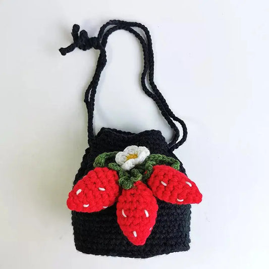 Cute Strawberry Side Back Hand Crochet Knitted Bag Angel Wishes