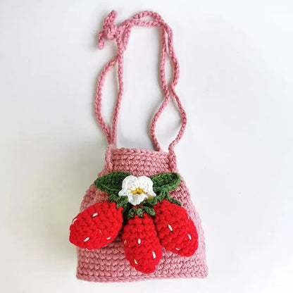 Cute Strawberry Side Back Hand Crochet Knitted Bag Angel Wishes