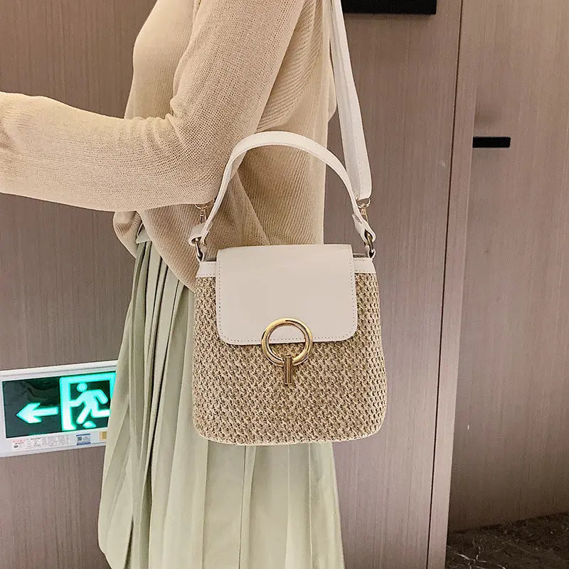 Straw Bag Women Fashion Hand-knitted Angel Wishes