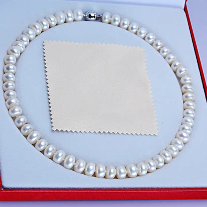 Dailan Jewelry Freshwater Pearl Necklace 10-11mm Steamed Bread Round Strong Light Ball Button Necklace Jewelry Factory Wholesale Angel Wishes