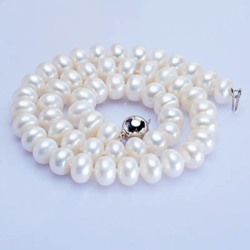 Dailan Jewelry Freshwater Pearl Necklace 10-11mm Steamed Bread Round Strong Light Ball Button Necklace Jewelry Factory Wholesale Angel Wishes