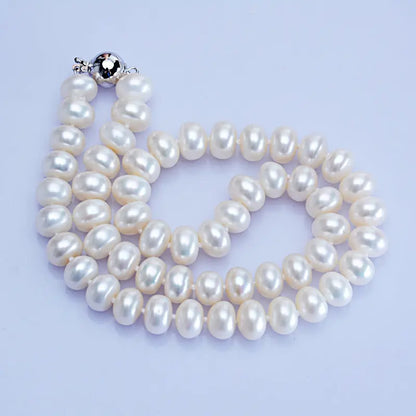 Dailan Jewelry Freshwater Pearl Necklace 10-11mm Steamed Bread Round Strong Light Ball Button Necklace Jewelry Factory Wholesale Angel Wishes
