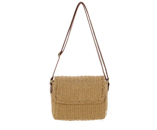 Envelope Type Magnetic Buckle Straw Woven Bag Woven Bag Shoulder Diagonal Female Bag Angel Wishes