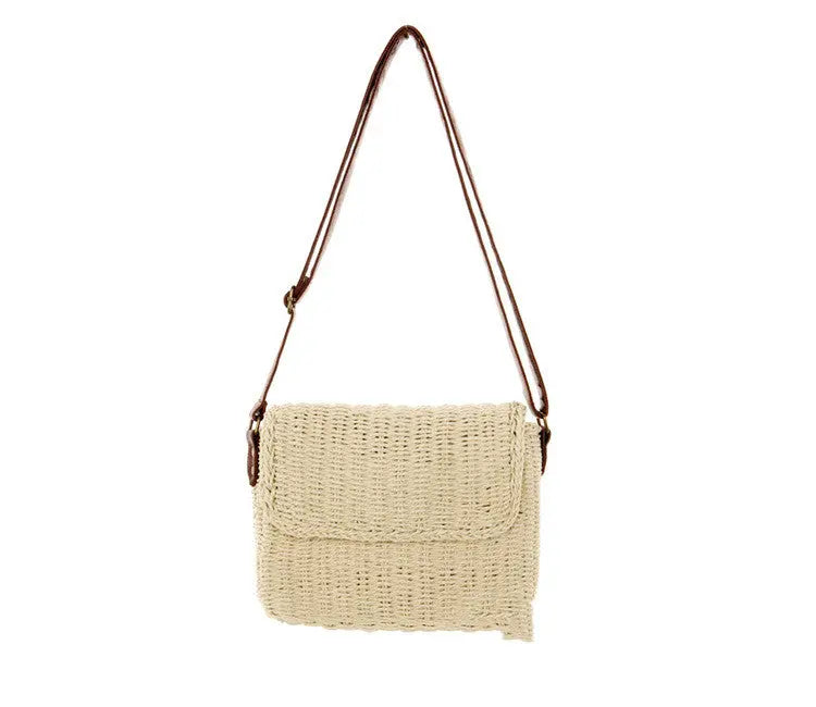 Envelope Type Magnetic Buckle Straw Woven Bag Woven Bag Shoulder Diagonal Female Bag Angel Wishes