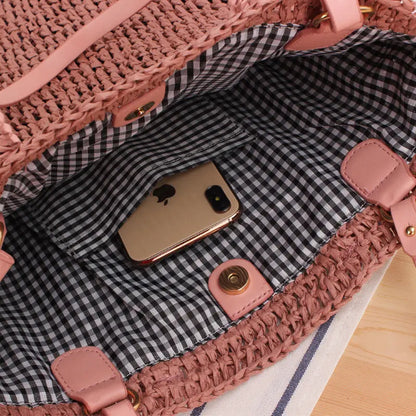 Solid Color Hollow One-shoulder Portable Dual-use Woven Bag Angel Wishes