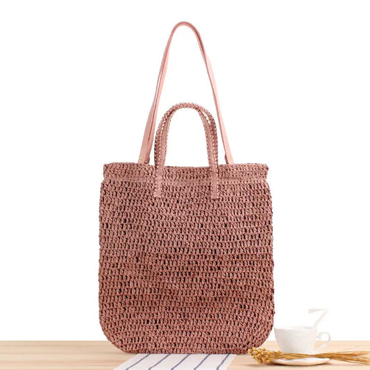 Solid Color Hollow One-shoulder Portable Dual-use Woven Bag Angel Wishes