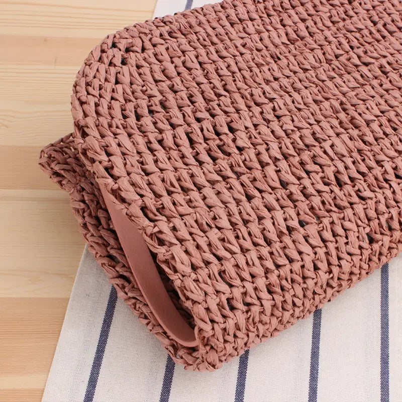 Solid Color Hollow One-shoulder Portable Dual-use Woven Bag Angel Wishes