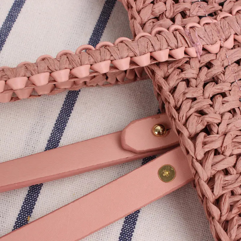 Solid Color Hollow One-shoulder Portable Dual-use Woven Bag Angel Wishes
