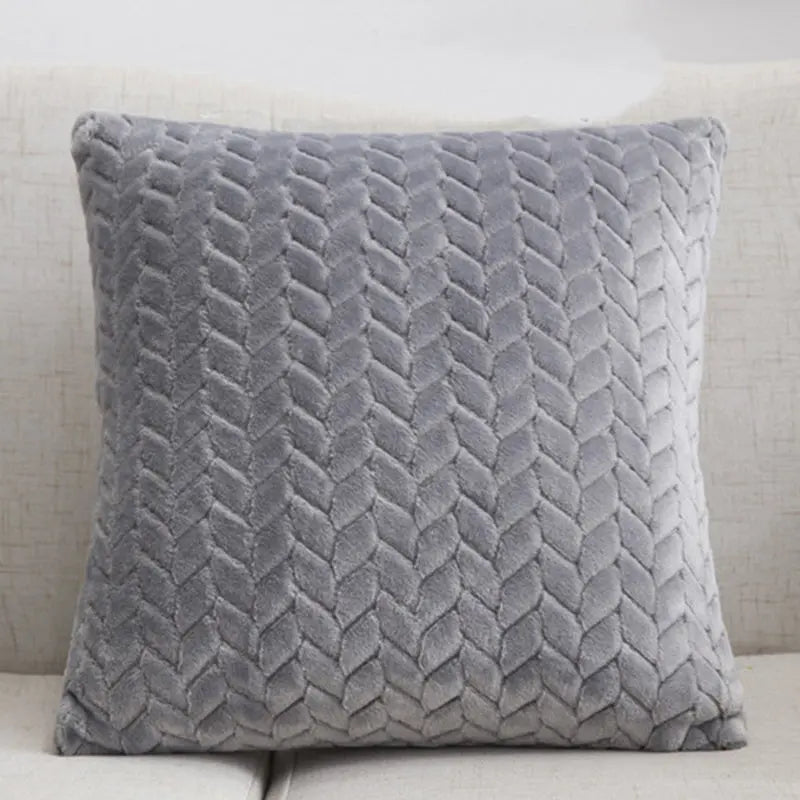 Flannel Solid Color Throw Pillow Sofa Cover Cushion Cover Nordic Style Simple Style Angel Wishes