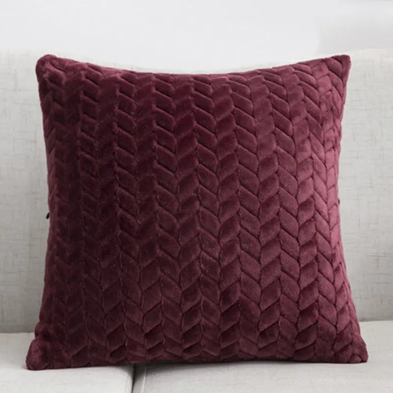 Flannel Solid Color Throw Pillow Sofa Cover Cushion Cover Nordic Style Simple Style Angel Wishes