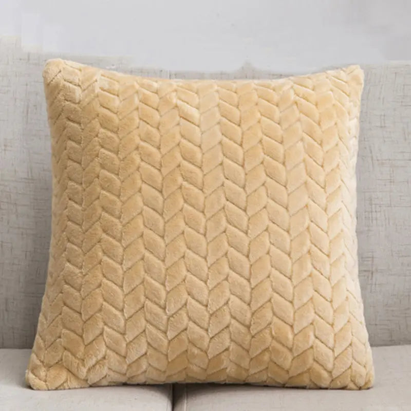 Flannel Solid Color Throw Pillow Sofa Cover Cushion Cover Nordic Style Simple Style Angel Wishes