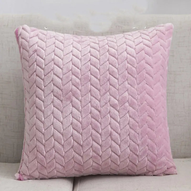 Flannel Solid Color Throw Pillow Sofa Cover Cushion Cover Nordic Style Simple Style Angel Wishes