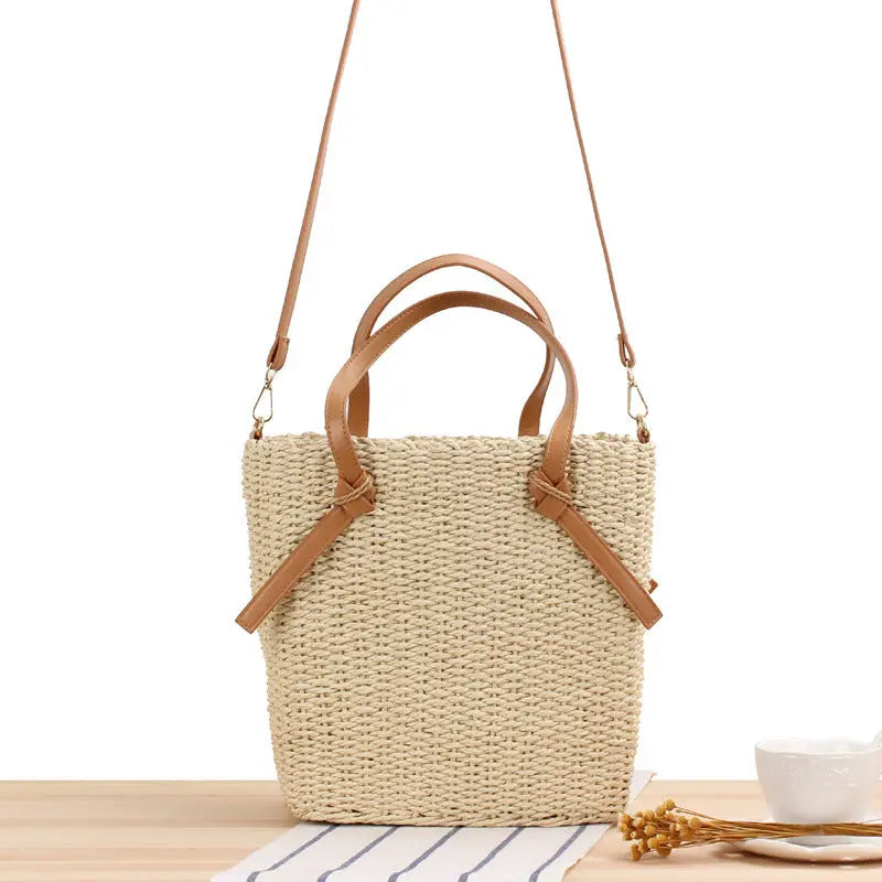 Paper Rope Simple One-Shoulder Straw Woven Bag Summer Vacation Woven Bag Angel Wishes