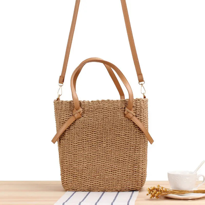Paper Rope Simple One-Shoulder Straw Woven Bag Summer Vacation Woven Bag Angel Wishes