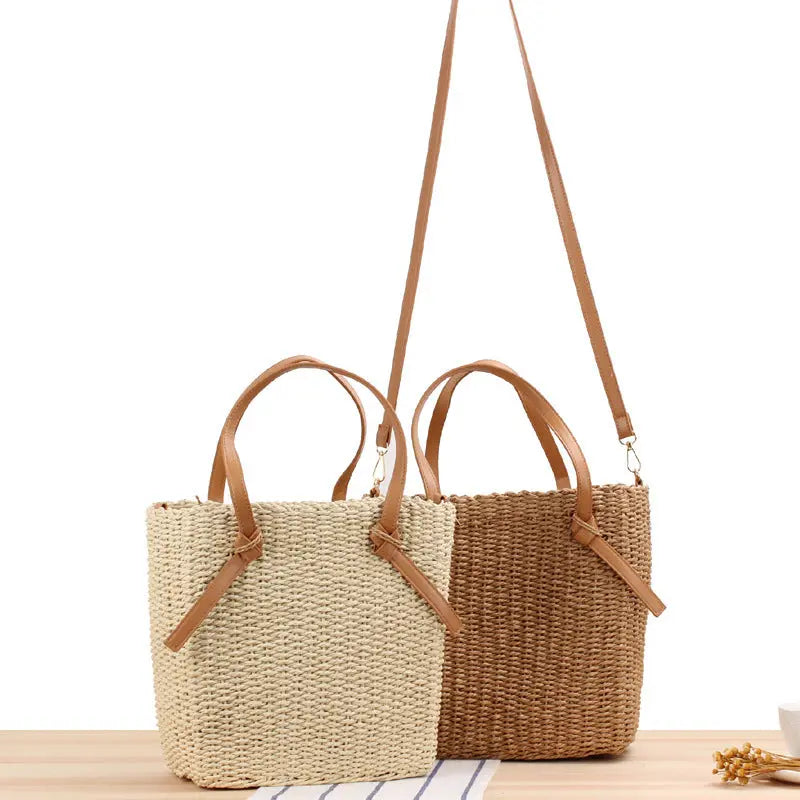 Paper Rope Simple One-Shoulder Straw Woven Bag Summer Vacation Woven Bag Angel Wishes