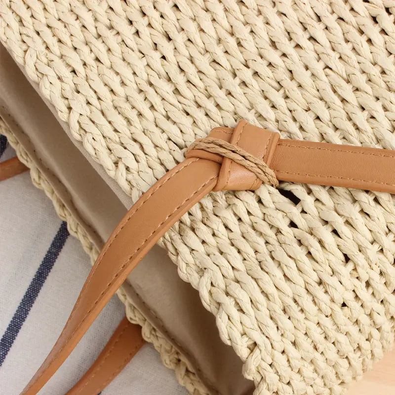 Paper Rope Simple One-Shoulder Straw Woven Bag Summer Vacation Woven Bag Angel Wishes