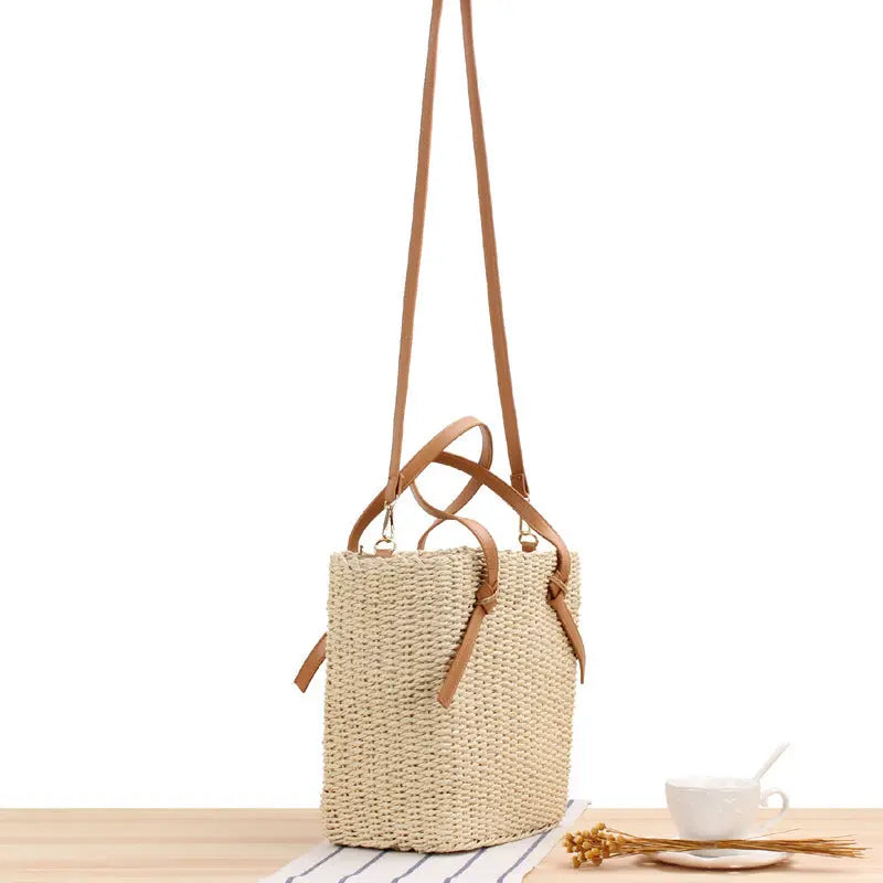 Paper Rope Simple One-Shoulder Straw Woven Bag Summer Vacation Woven Bag Angel Wishes