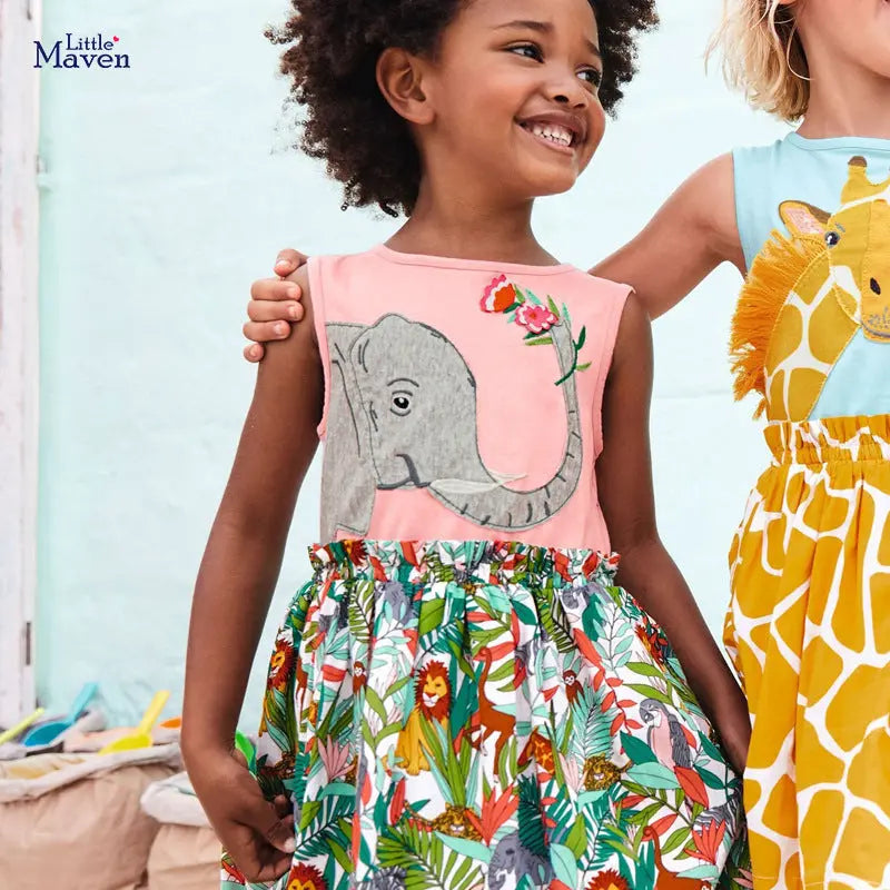 Girls' Dress European And American Children's Wear New Summer Children's Skirt Knitted And Printed Sleeveless Children's Skirt Angel Wishes