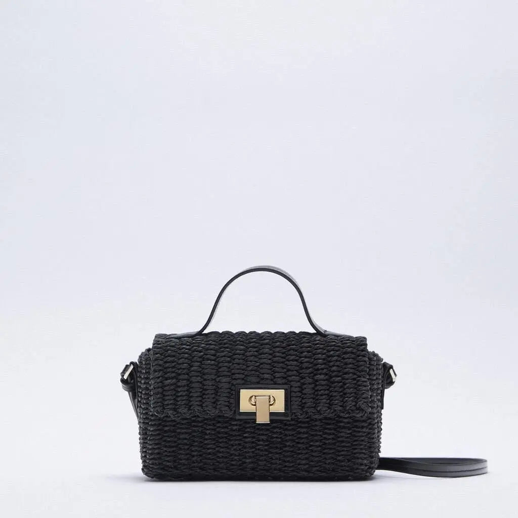 Hand-Held Straw Woven Bag, Paper Rope Woven Bag, Messenger Bag Angel Wishes