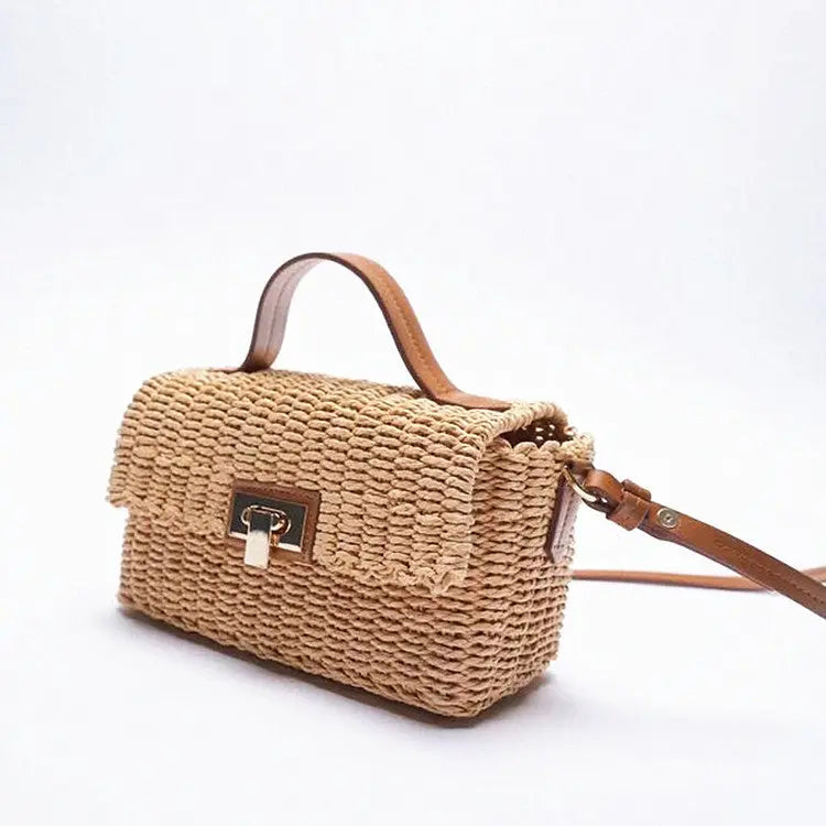 Hand-Held Straw Woven Bag, Paper Rope Woven Bag, Messenger Bag Angel Wishes