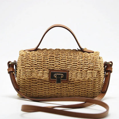 Hand-Held Straw Woven Bag, Paper Rope Woven Bag, Messenger Bag Angel Wishes
