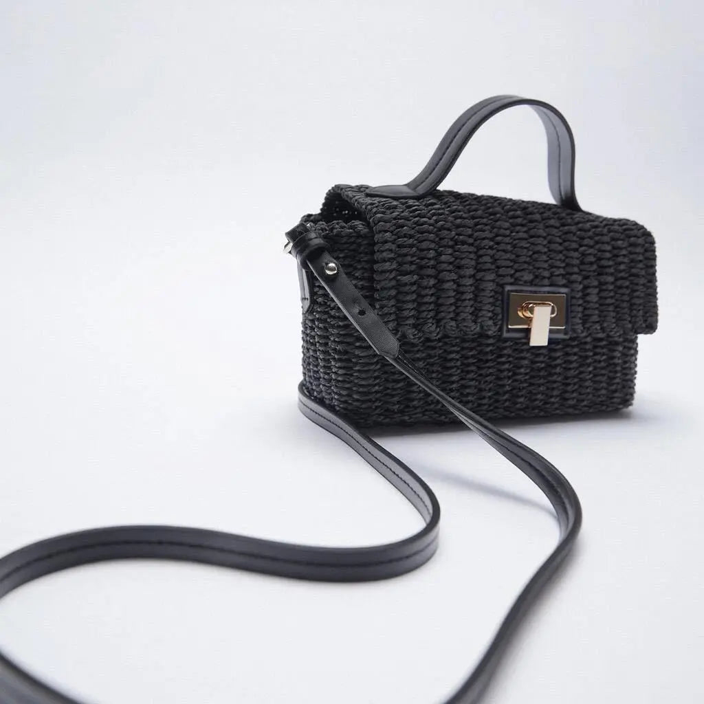 Hand-Held Straw Woven Bag, Paper Rope Woven Bag, Messenger Bag Angel Wishes
