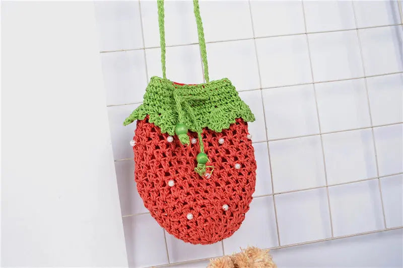 Fruit Type Straw Bag Watermelon Strawberry Pineapple Banana Messenger Bag Women''S Woven Bag Angel Wishes