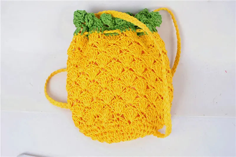 Fruit Type Straw Bag Watermelon Strawberry Pineapple Banana Messenger Bag Women''S Woven Bag Angel Wishes