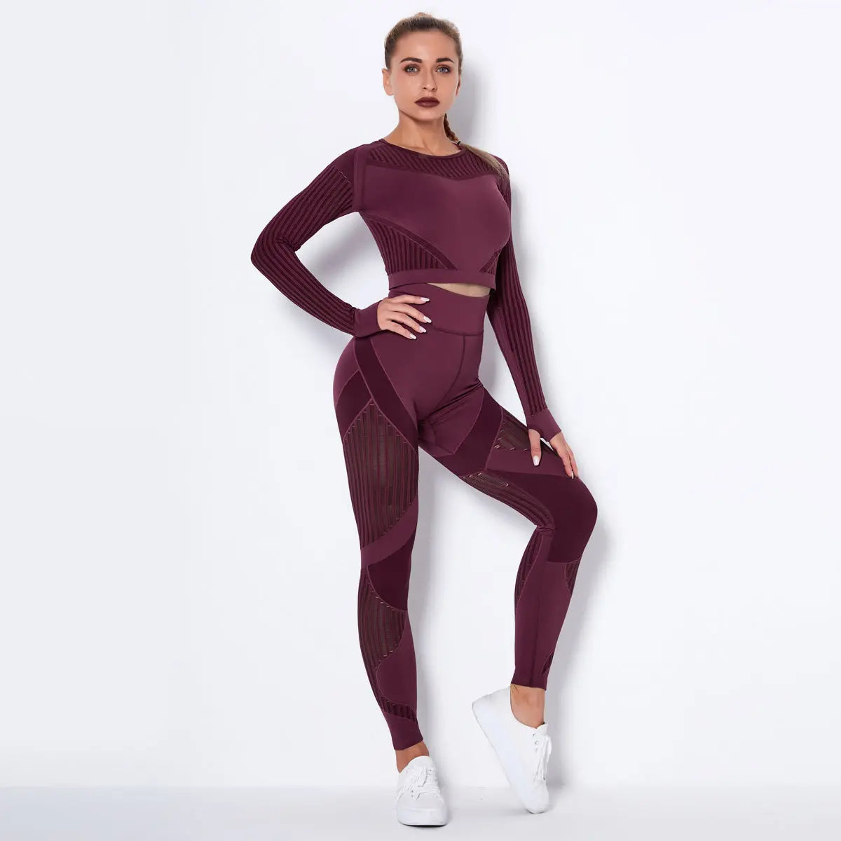 Seamless Knitted Absorbent Yoga Long-Sleeved Suit Yoga Wearsuit Angel Wishes