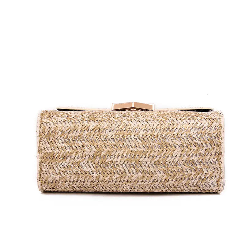 Summer New National Style Straw Woven Bag Seaside Holiday Leisure Woven Women'S Bag Single Shoulder Bag Chain Messenger Bag Angel Wishes