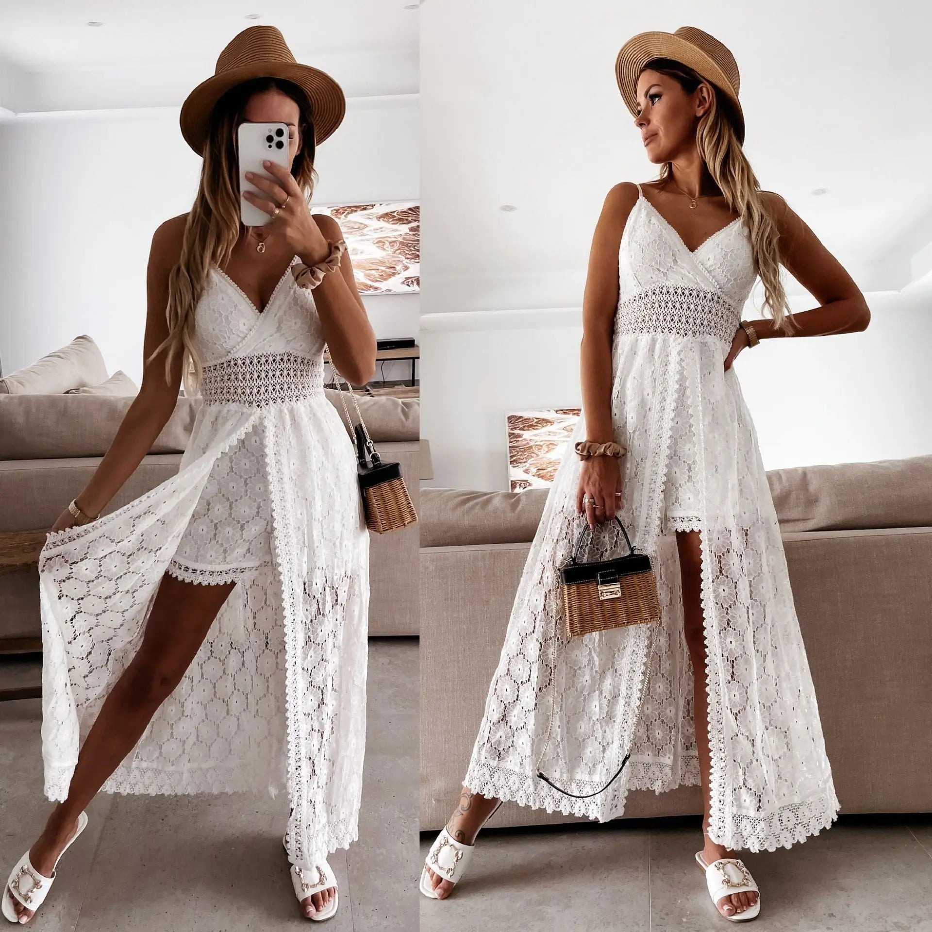 Sling Stitching Casual Jumpsuit Hollow Jumpsuit Angel Wishes