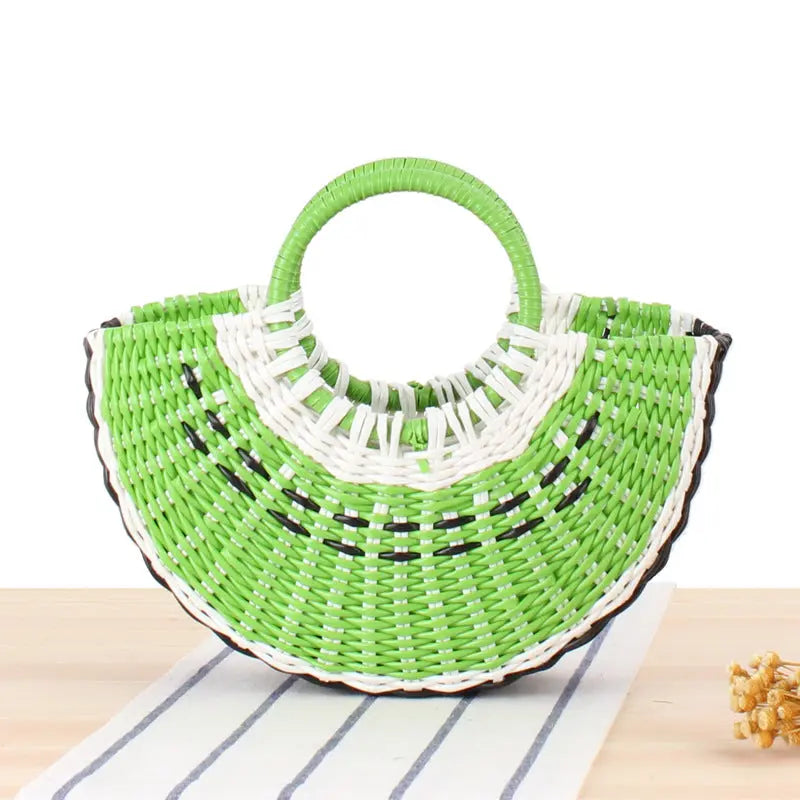 Cute Semicircle Handmade PVC Woven Bag Beach Straw Bag Angel Wishes