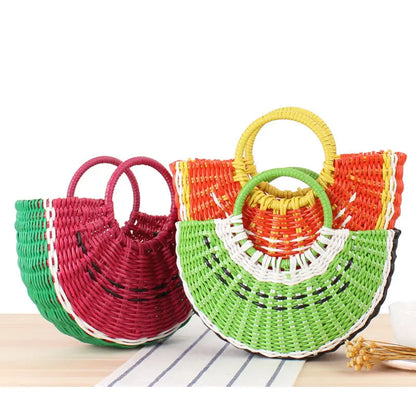 Cute Semicircle Handmade PVC Woven Bag Beach Straw Bag Angel Wishes