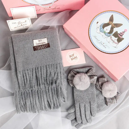 Women's Scarf Gloves Two-Piece Gift Box All-Match Shawl Bib Angel Wishes