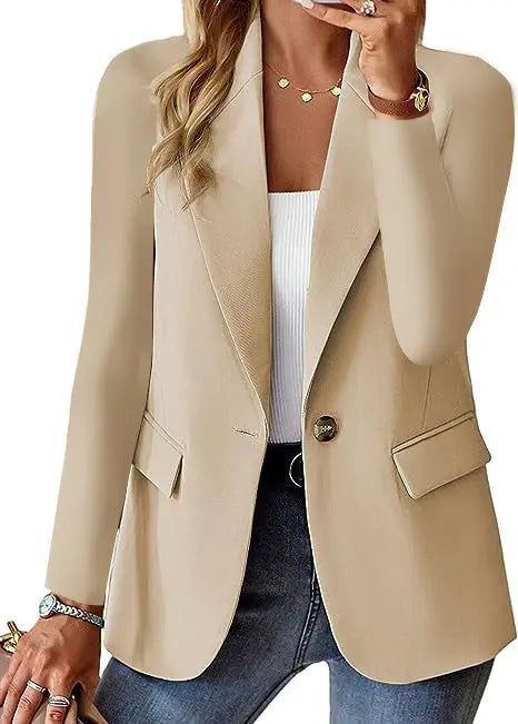 Polyester Autumn Long Sleeve Solid Color Cardigan Small Suit Jacket For Women Angel Wishes