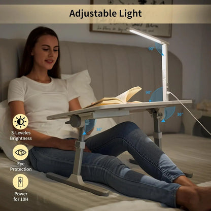 Lap Desk For Laptop, Portable Bed Table Desk, Laptop Desk With LED Light And Drawer, Adjustable Laptop Stand For Bed, Sofa, Study, Reading Angel Wishes