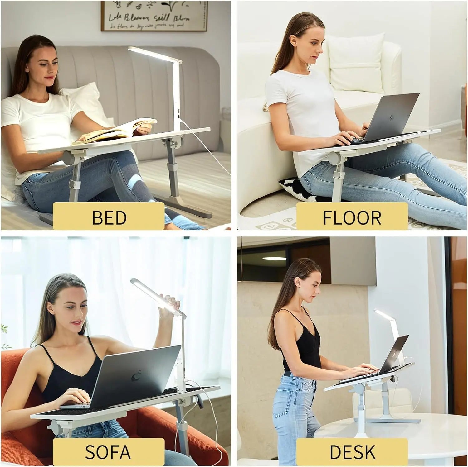 Lap Desk For Laptop, Portable Bed Table Desk, Laptop Desk With LED Light And Drawer, Adjustable Laptop Stand For Bed, Sofa, Study, Reading Angel Wishes