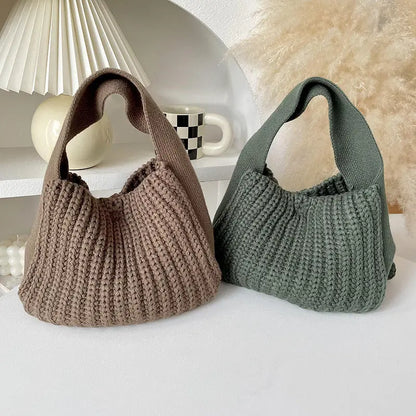 Simple All-match High-grade Wool Knitted Handbag Angel Wishes