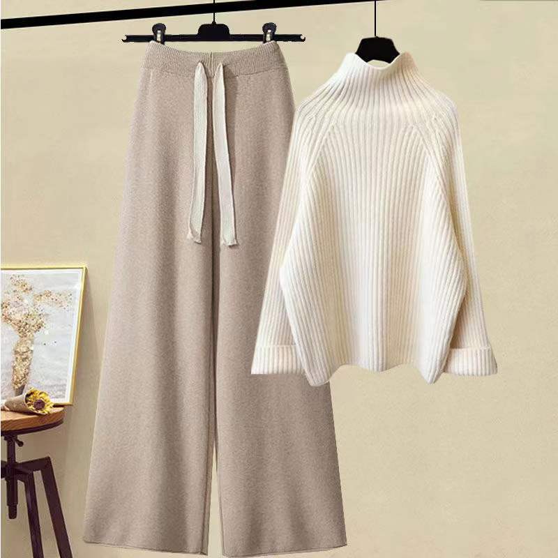 Thickened Coarse Yarn Knitwear Wide Leg Pants Two-piece Set Angel Wishes