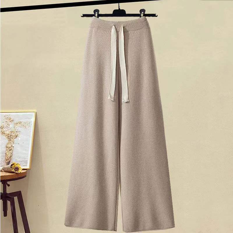 Thickened Coarse Yarn Knitwear Wide Leg Pants Two-piece Set Angel Wishes