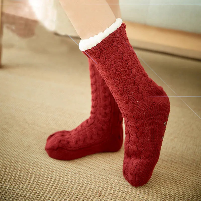 Winter Warm Knitted Plush Floor Socks Home Indoor Non-slip Carpet Socks For Men And Women Angel Wishes