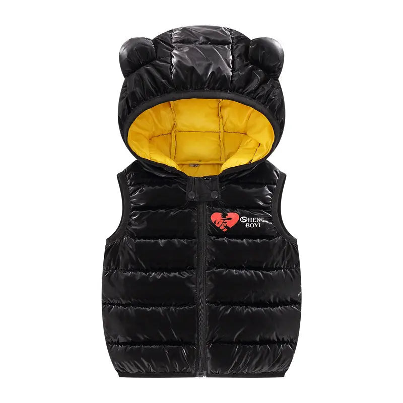 Children Warm Down Vest Autumn Baby Boys Girls Sleeveless Waistcoat Kids Outerwear Vests Children Hooded Jackets Angel Wishes