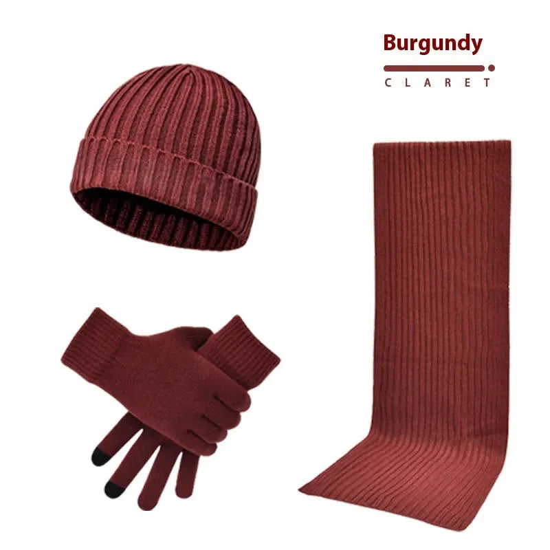 Men's And Women's Knitted Thickened Warm Wool Hat Scarf Gloves Three-piece Set Angel Wishes