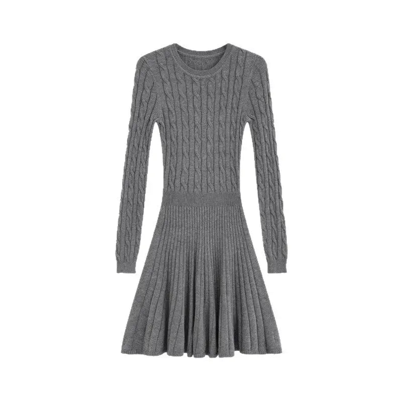 Long Sleeve Knit Dress Women Waist Slimming Angel Wishes