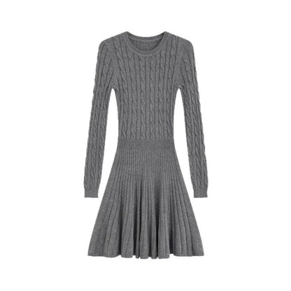 Long Sleeve Knit Dress Women Waist Slimming Angel Wishes