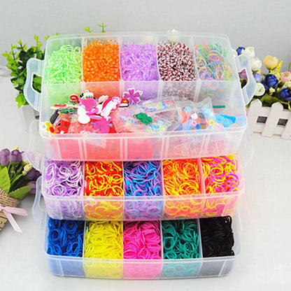 15000Pcs Kit Box   Rubber Loom Bands Children Mult-color Make Woven Bracelet Angel Wishes