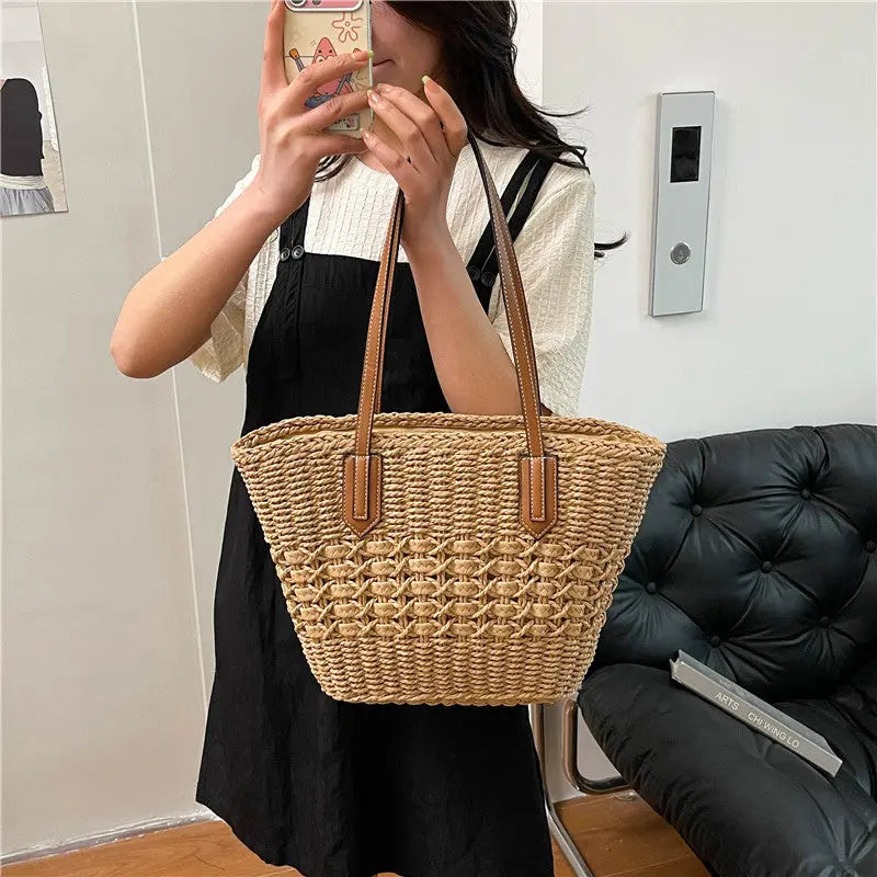 Woven Vegetable Basket Tote Large Capacity Straw Bag Angel Wishes
