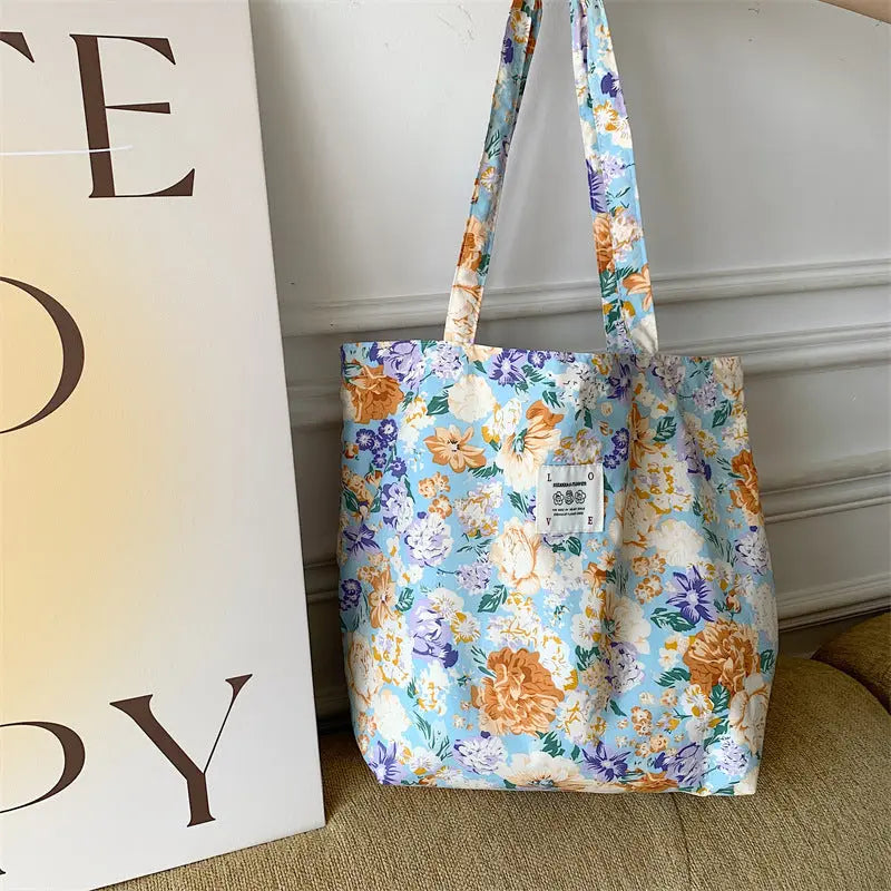 Floral Canvas Tote Bag Angel Wishes