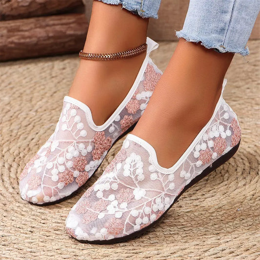 Lace Embroidered Loafers Summer Shoes - Angel Wishes