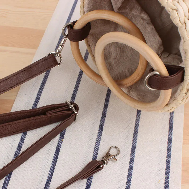 Women's Fashion Casual Natural Shell Bucket Woven Bag Angel Wishes